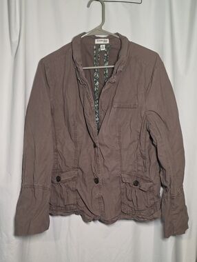 St. John's Bay Taupe Ruffled Collar Casual Blazer